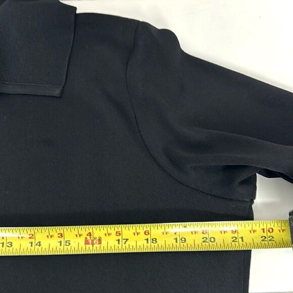 Exclusively Misook Open Front Cardigan Black Long Sleeve Collared Size L petite - Picture 9 of 9